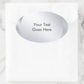 Personaliseer Jouw tekst Metallic Silver-look toev Ovale Sticker (Tas)