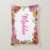 Personaliseer JOY Happy flowered border Accent Kussen (Voorkant(Verticaal))