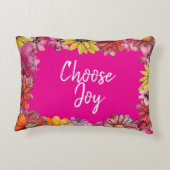 Personaliseer JOY Happy flowered border Accent Kussen (Achterkant)