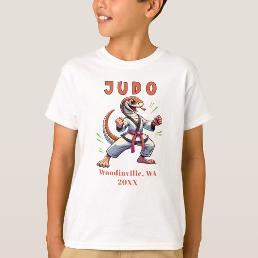 Personaliseer Judo Practitioner Locatie Datum Naam T-shirt (Voorkant)