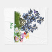 Personaliseer Juli Geboorte Bloemen & Steen Fleece Deken (Voorkant (Horizontaal))