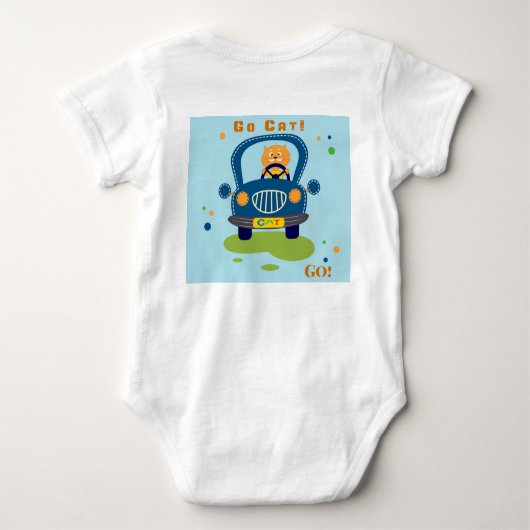 Personaliseer Kat in Mooie Blauwe Auto  Romper (Achterkant)