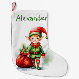 Personaliseer kerst elf met een zak cadeaus kleine kerstsok