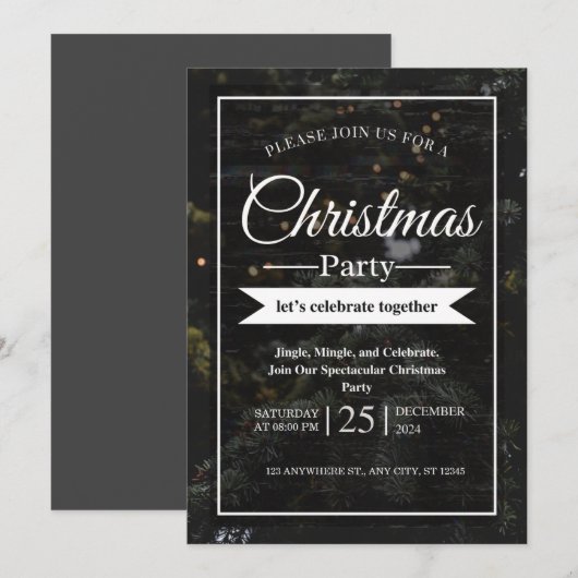 personaliseer kerstfeestje kaart (Voorkant / Achterkant)