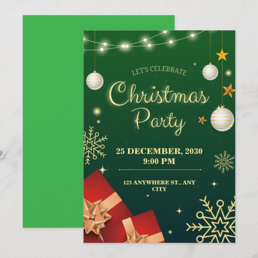 personaliseer kerstfeestje kaart (Voorkant / Achterkant)