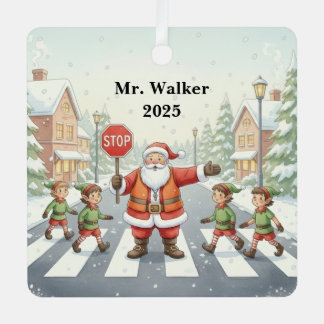 Personaliseer Kerstman als een verkeersbrigadier Metalen Ornament