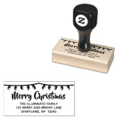 Personaliseer Kerstmis Adres Stamp String Lights Rubberstempel (Gestempeld)