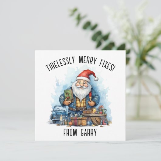 Personaliseer Kerstmis Kaart voor Auto Mechanic (Staand voorkant)