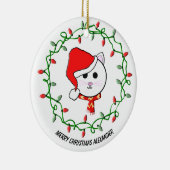 Personaliseer Kerstmis Kat Keramisch Ornament (Rechts)