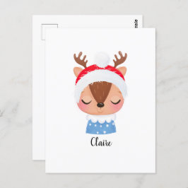 Personaliseer Kerstmis Slapen Rendier Gezicht Briefkaart