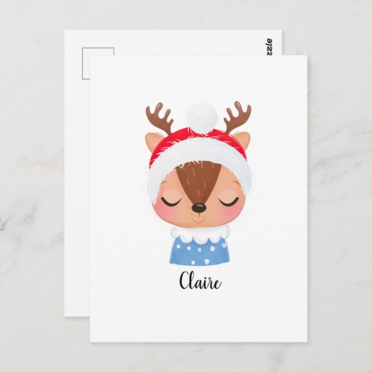 Personaliseer Kerstmis Slapen Rendier Gezicht Briefkaart (Voorkant / Achterkant)