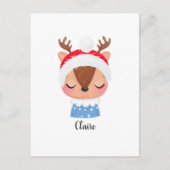 Personaliseer Kerstmis Slapen Rendier Gezicht Briefkaart (Voorkant)