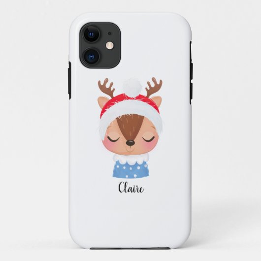 Personaliseer Kerstmis Slapen Rendier Gezicht Case-Mate iPhone Case (Achterkant)