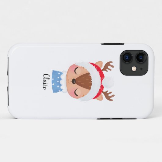 Personaliseer Kerstmis Slapen Rendier Gezicht Case-Mate iPhone Case (Achterkant (horizontaal))