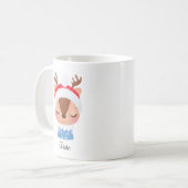 Personaliseer Kerstmis Slapen Rendier Gezicht Koffiemok (Voorkant links)