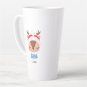 Personaliseer Kerstmis Slapen Rendier Gezicht Latte Mok (Linkerhoek)