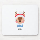 Personaliseer Kerstmis Slapen Rendier Gezicht Muismat (Voorkant)