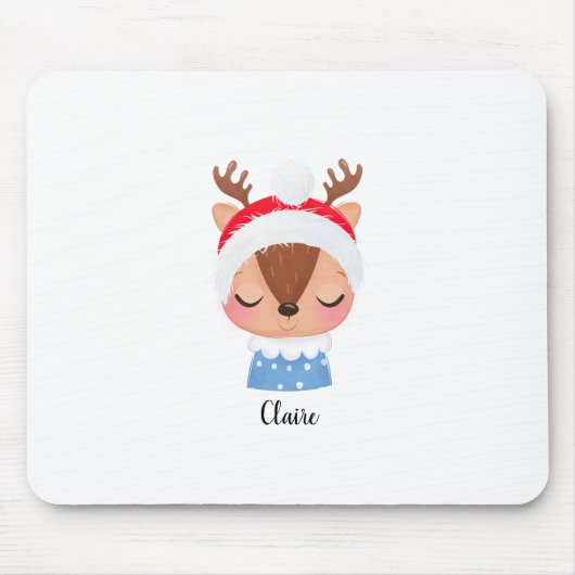Personaliseer Kerstmis Slapen Rendier Gezicht Muismat (Voorkant)