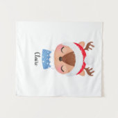 Personaliseer Kerstmis Slapen Rendier Gezicht Wandkleed (Voorkant (horizontaal))
