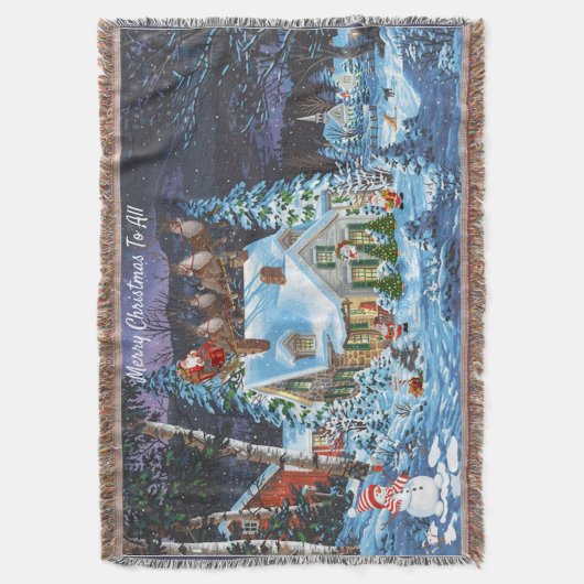 Personaliseer kerstwinterscheen Santa Sleigh Th Deken (Voorkant Verticaal)