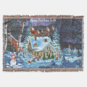 Personaliseer kerstwinterscheen Santa Sleigh Th Deken (Voorkant)