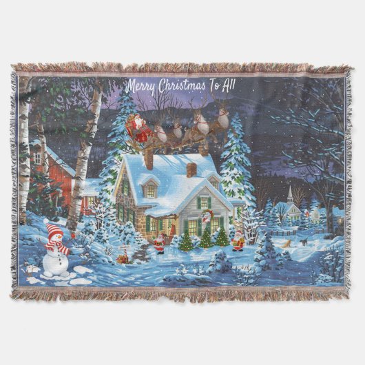 Personaliseer kerstwinterscheen Santa Sleigh Th Deken (Voorkant)