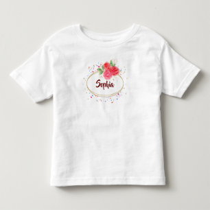Personaliseer kinder T-shirt, glitter roos name gi Kinder Shirts
