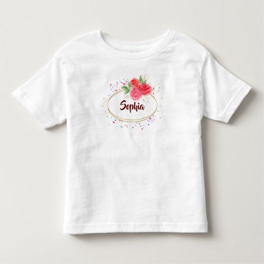 Personaliseer kinder T-shirt, glitter roos name gi Kinder Shirts (Voorkant)