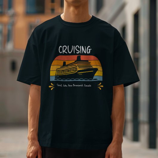 Personaliseer Kinder zwarte cruiseschipfamilie T-shirt