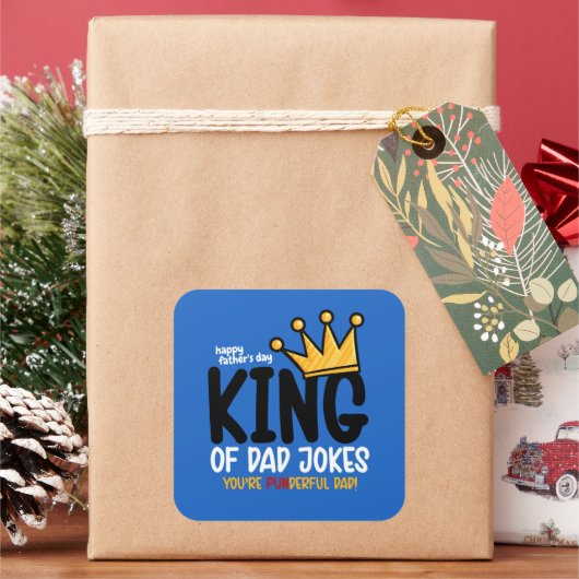 Personaliseer King of Dad grappen Vierkante Sticker (Feestdagen)