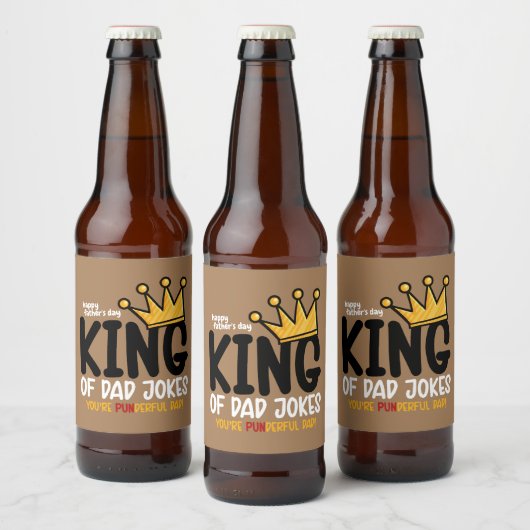 Personaliseer King of Dad Jokes Label Set Bier Etiket (Flessen)