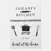 Personaliseer Kitchen Heart Home White Theedoek (Verticaal)