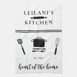 Personaliseer Kitchen Heart Home White Theedoek