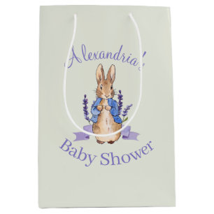 Personaliseer klassieke baby shower met konijn medium cadeauzakje