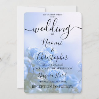 PERSONALISEER: Kleine Blauwe Rozen Bruiloft Kaart
