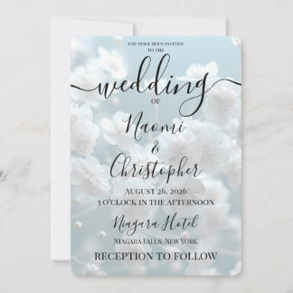 PERSONALISEER: Kleine Witte Bloemen Blauwe Huwelij Kaart