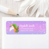Personaliseer Kleurrijke Eenhoorn Glitter Etiket (Insitu)