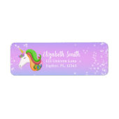 Personaliseer Kleurrijke Eenhoorn Glitter Etiket (Voorkant)