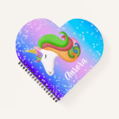 Personaliseer Kleurrijke Eenhoorn Glitter Notitieboek (Voorkant)