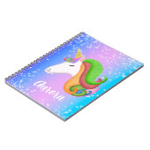 Personaliseer Kleurrijke Eenhoorn Glitter Notitieboek (Linkerzijde)