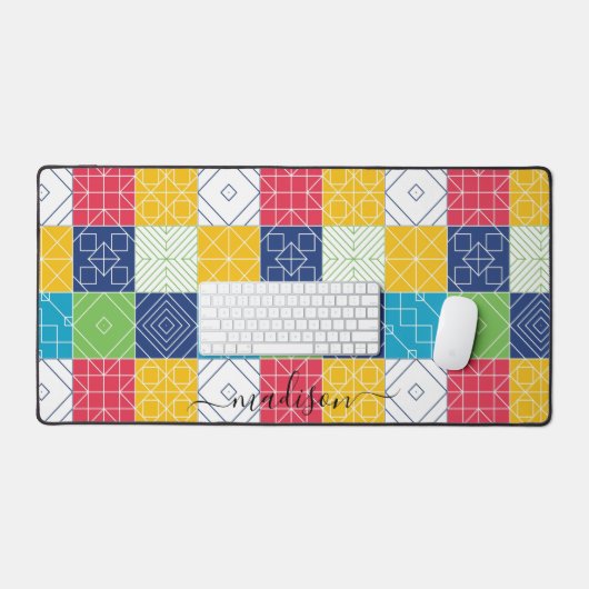 Personaliseer Kleurrijke Patchwork Bureaumat (Keyboard & Muis)