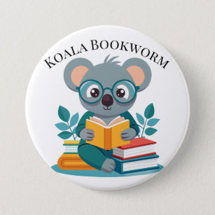 Personaliseer Koala Bookworm Naam bewerken Ronde Button 7,6 Cm