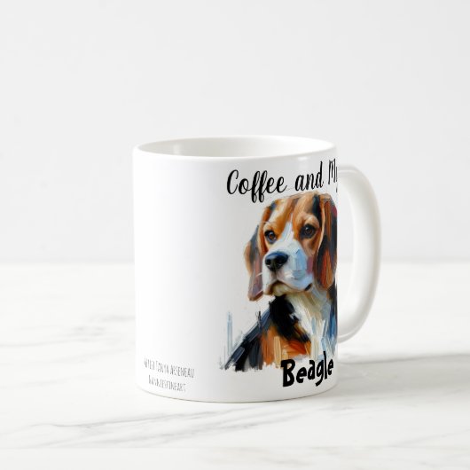 Personaliseer Koffie en Mijn Beagle Schattige Koffiemok (Voorkant rechts)
