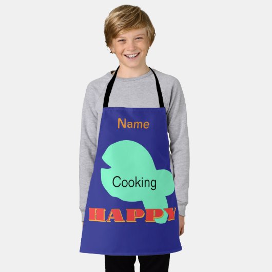 Personaliseer koken Happy Kinder Blue Schort (Gedragen)
