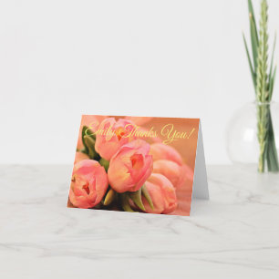 Personaliseer Koraalrode Tulpen Bedankkaart