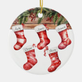 Personaliseer Kousen Grote Familie van 5 Kerstmis Keramisch Ornament (Voorkant)