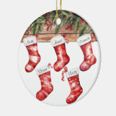 Personaliseer Kousen Grote Familie van 5 Kerstmis Keramisch Ornament (Links)