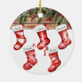 Personaliseer Kousen Grote Familie van 5 Kerstmis Keramisch Ornament (Achterkant)