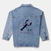 Personaliseer kreeft staart silhouet marine nautis denim jacket (Achterkant)