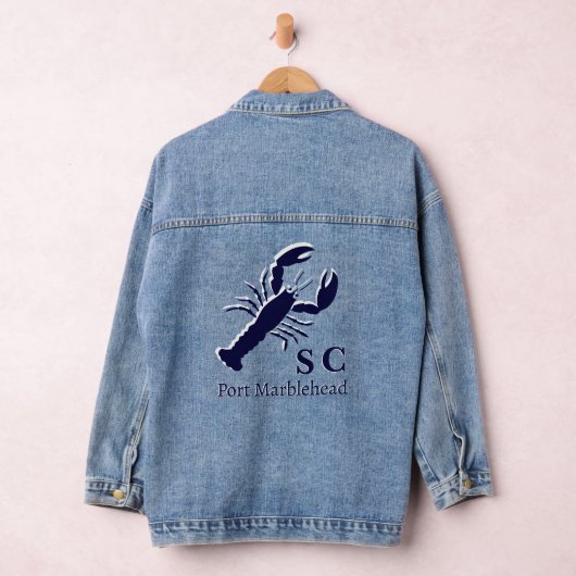 Personaliseer kreeft staart silhouet marine nautis denim jacket (Hangar)